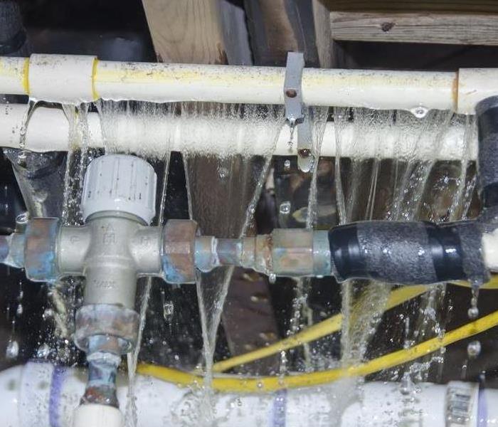 Ice hanging from broken pipes